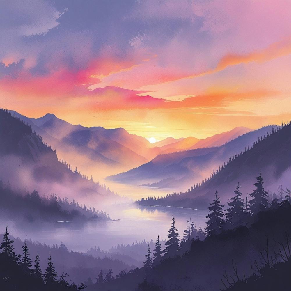 Sunset Over The Mountains 1