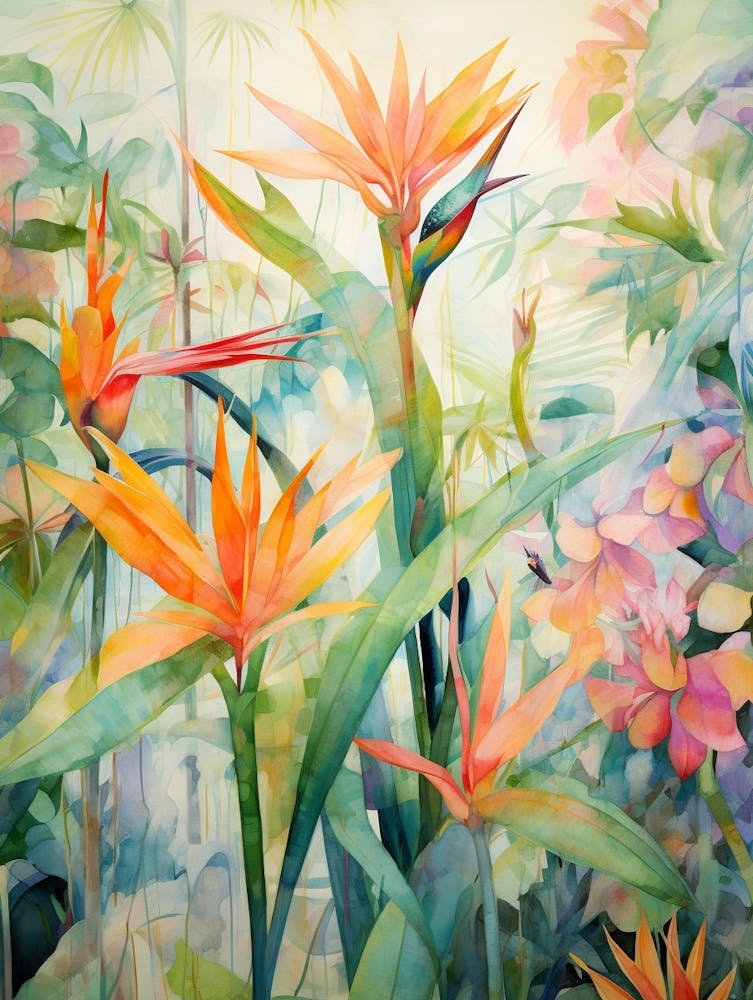 Tropical Plant Painting Bird Of Paradise 1