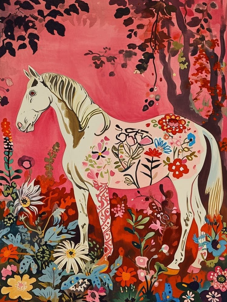 Floral Animal Painting Horse 2
