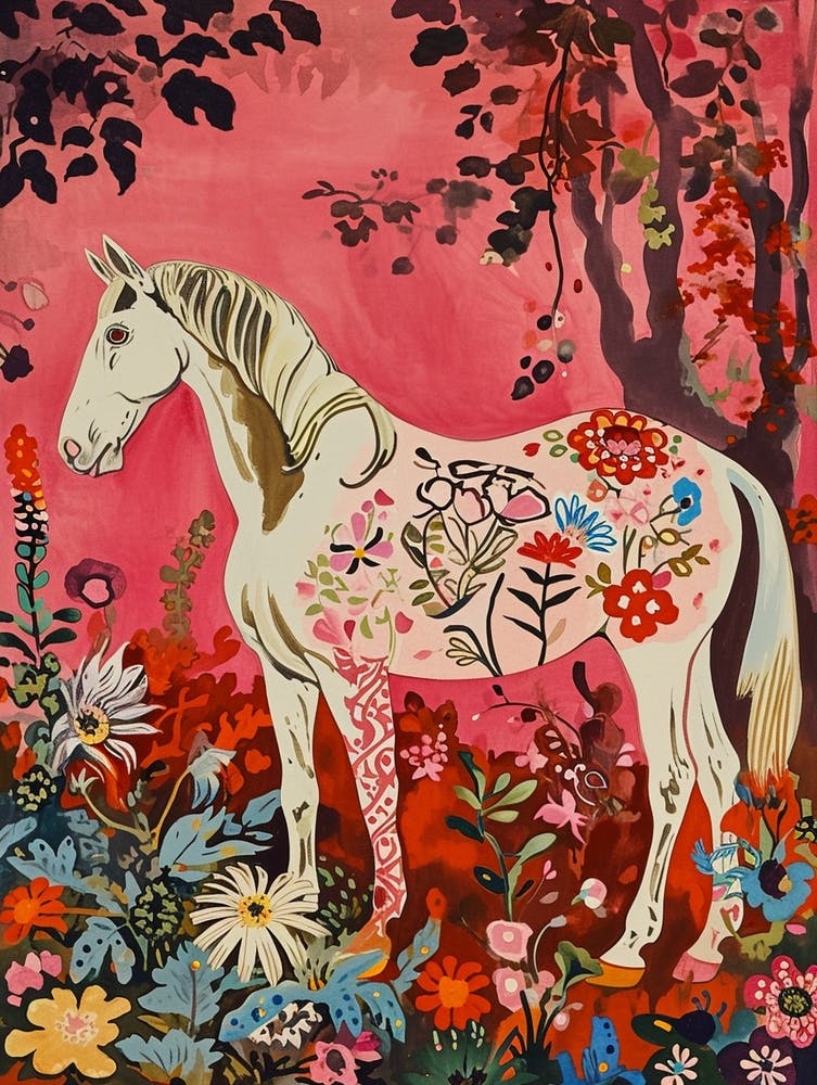Floral Animal Painting Horse 2