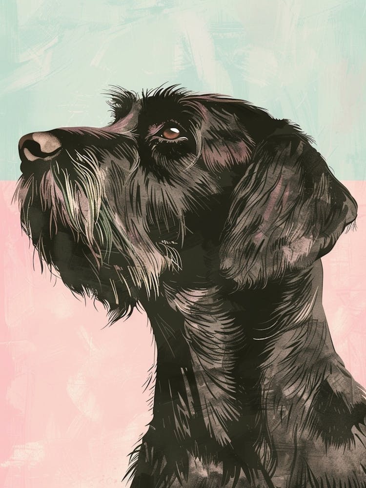 Pastel Blue Pink Watercolour Terrier Dog