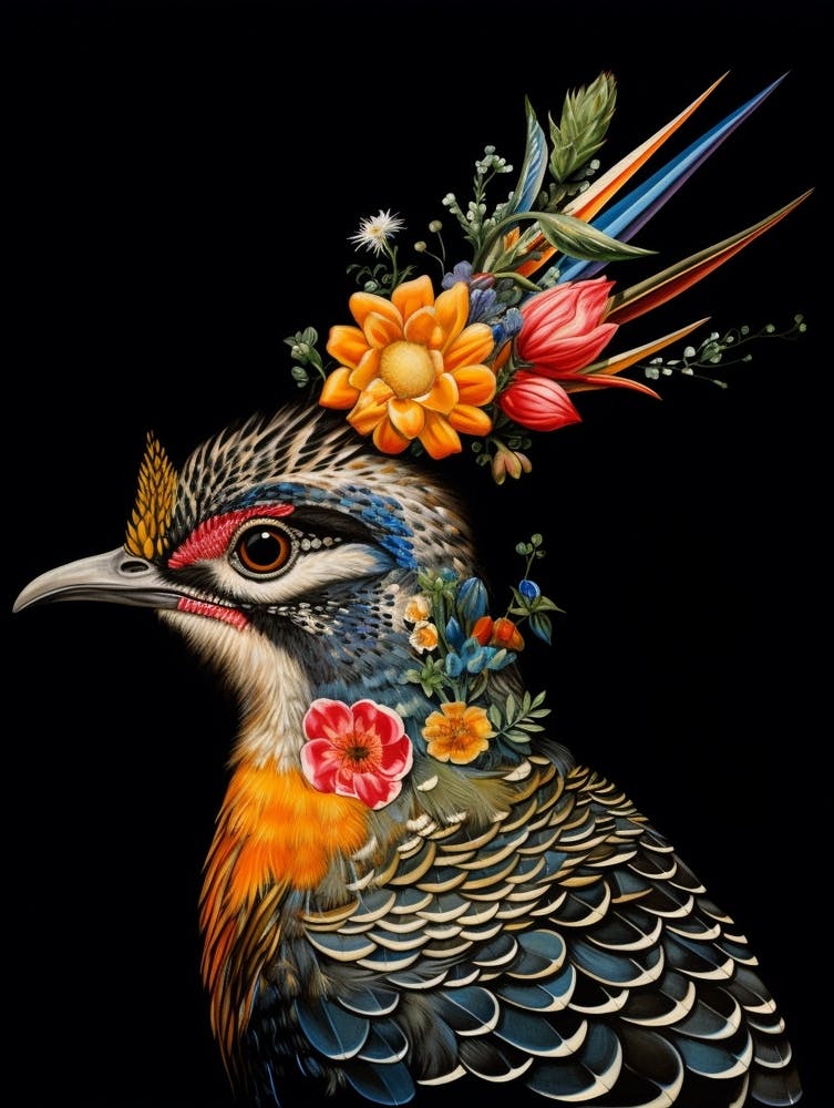 Bird With A Flower Crown Lark 4