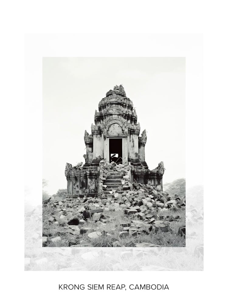 Poster Of Krong Siem Reap, Cambodia, Black And White Old Photo 4