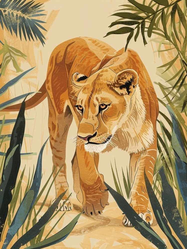 Barbary Lioness On The Prowl Illustration 1