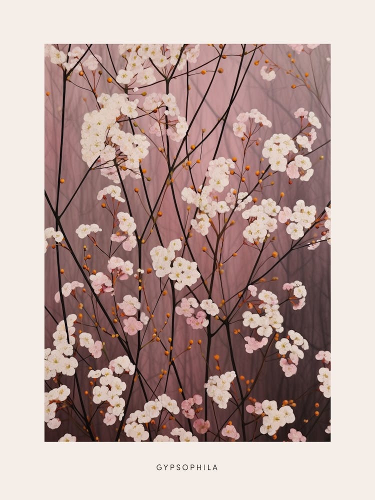 Flower Illustration Gypsophila Babys Breath 1 Poster
