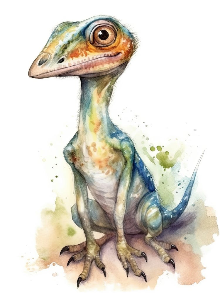 Coelophysis Cute Dinosaur Watercolour 2
