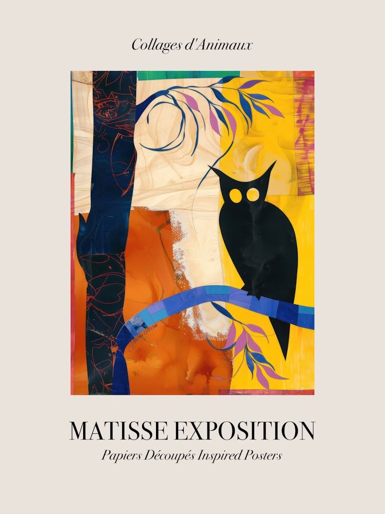 Owl 3 Matisse Inspired Exposition Animals Poster