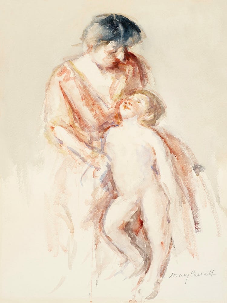 Woman With Nude Boy At Her Left (1911–1913), Mary Cassatt