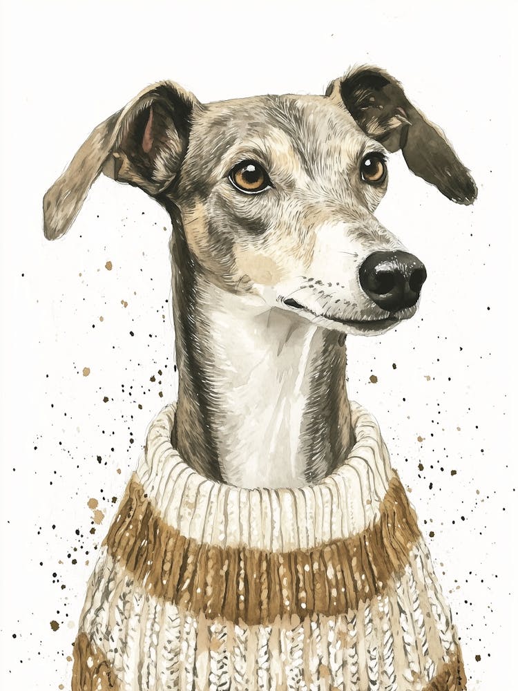 Whippet In Winter Woolly Jumper
