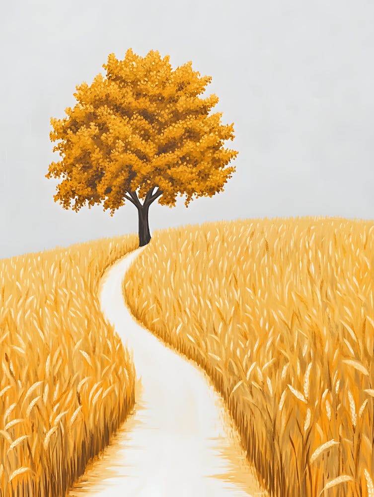 Gelbes Weizenfeld mit Baum 1