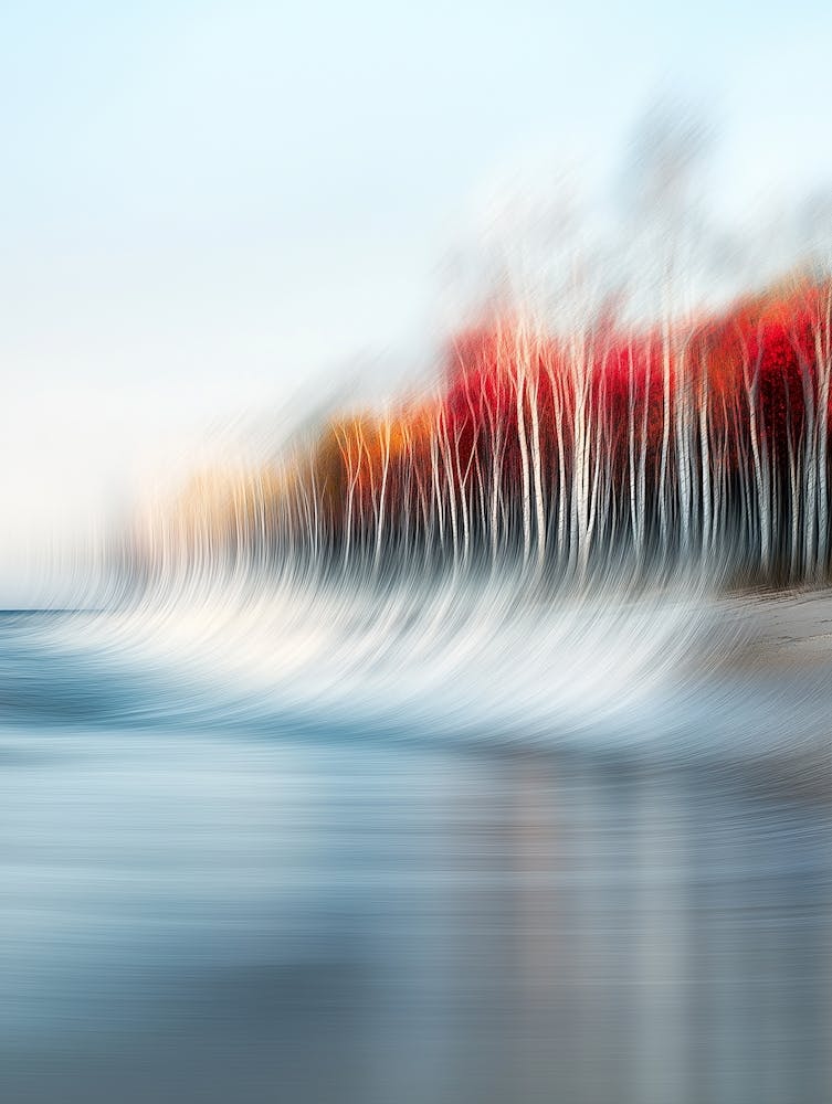 Herbst Birken Wald Malerei, Küste In Dynamik Bewegung