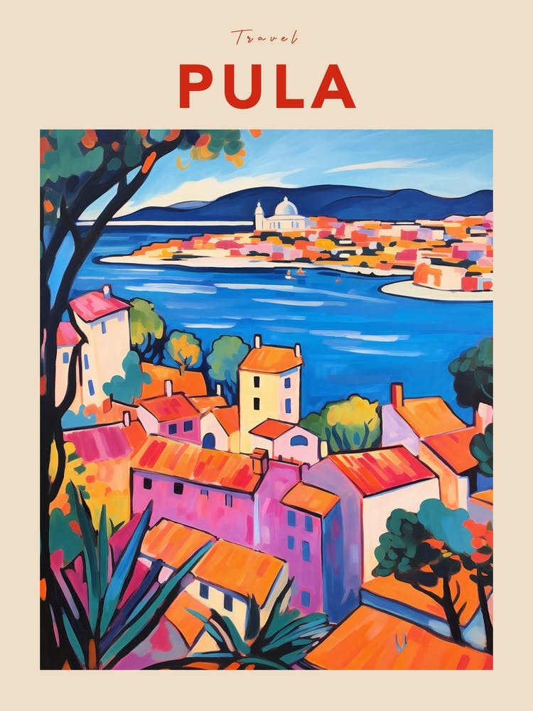 Pula Croatia Fauvist Travel Poster
