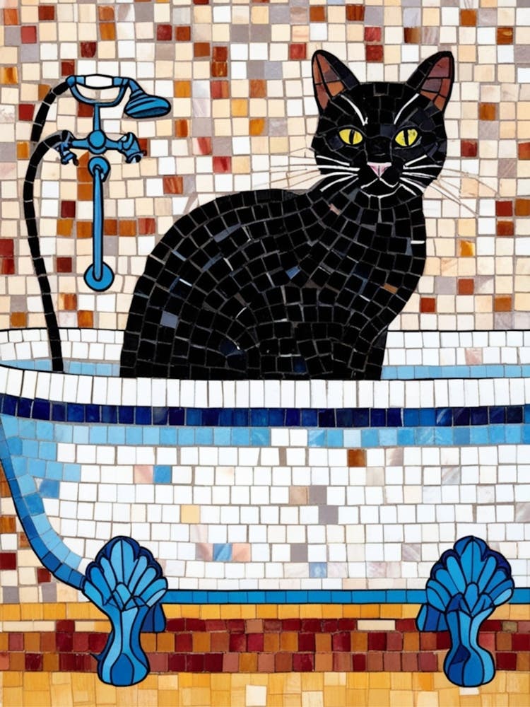 Black Cat In Bathtub 9