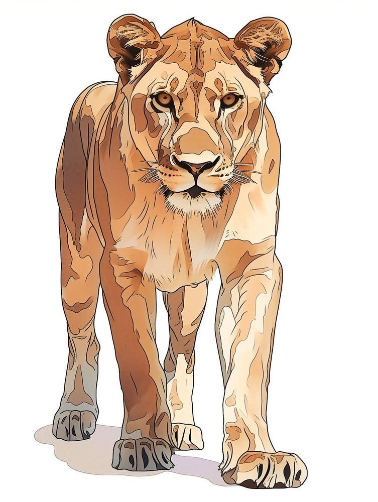 African Lion Lioness On The Prowl Clipart 1