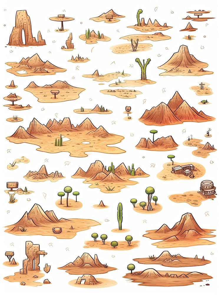 Hand Drawn Desert Line Art 1