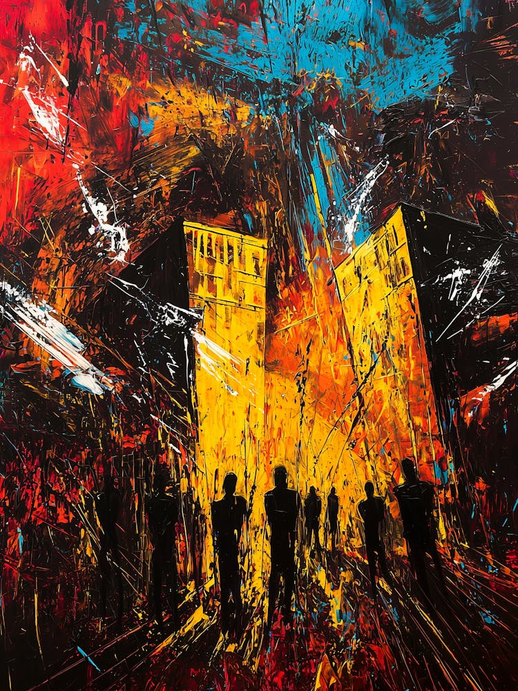 Urban Inferno – Expressionist Cityscape In Chaos Poster