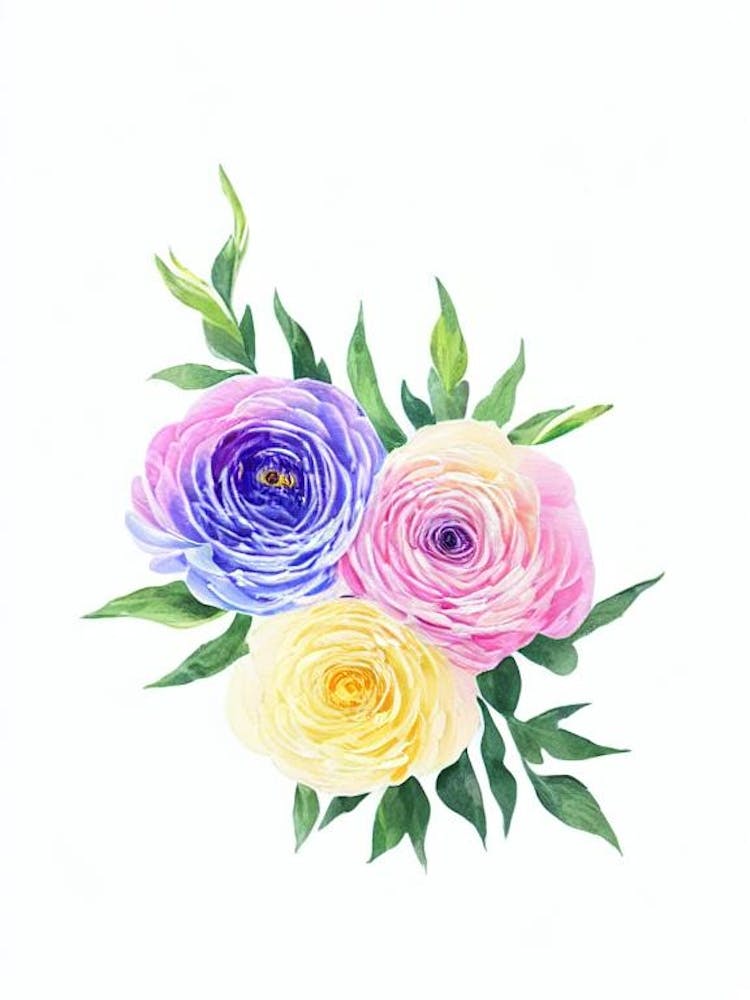 Ranunculus Watercolour Flower