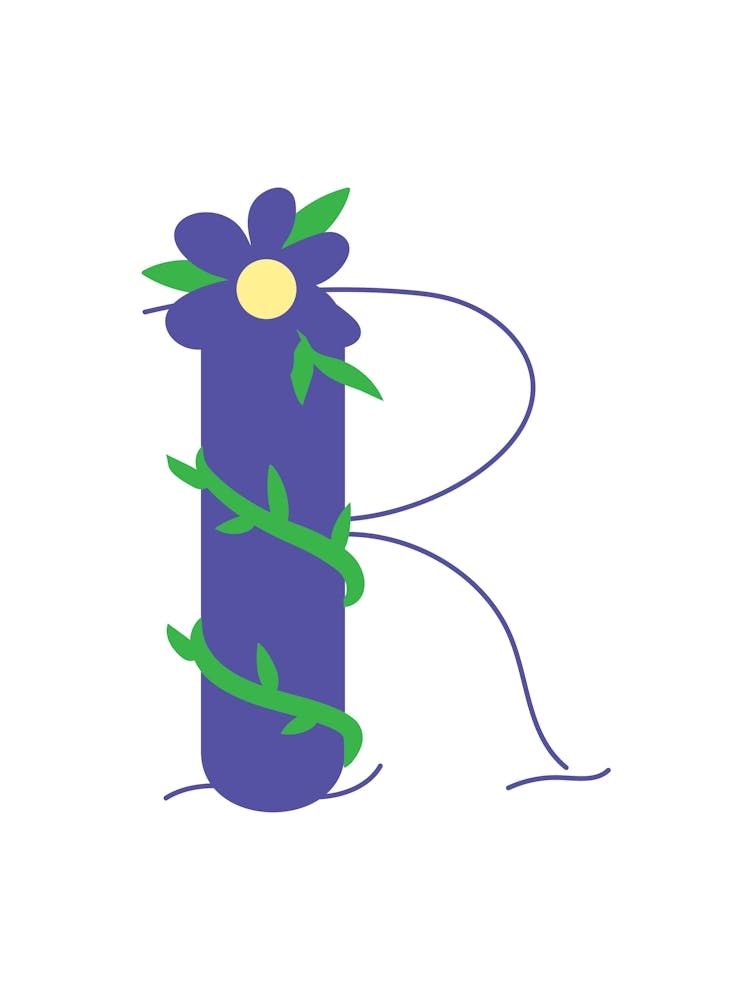 Living Room Floral Letters Purple 18