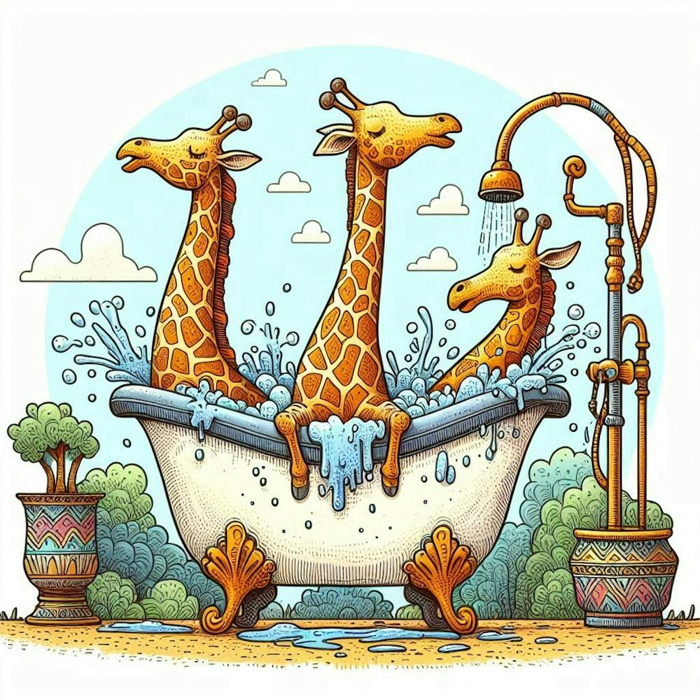 Giraffes In The Bath 3