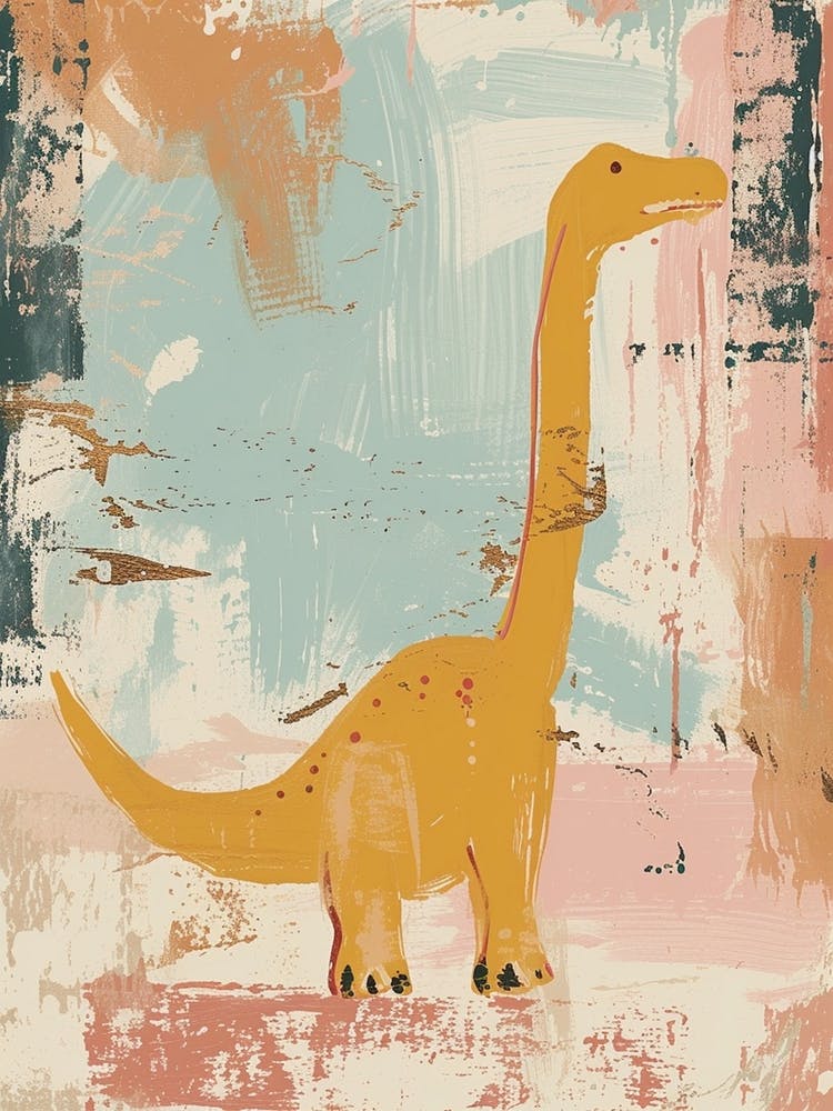 Muted Mustard Dinosuar Painting