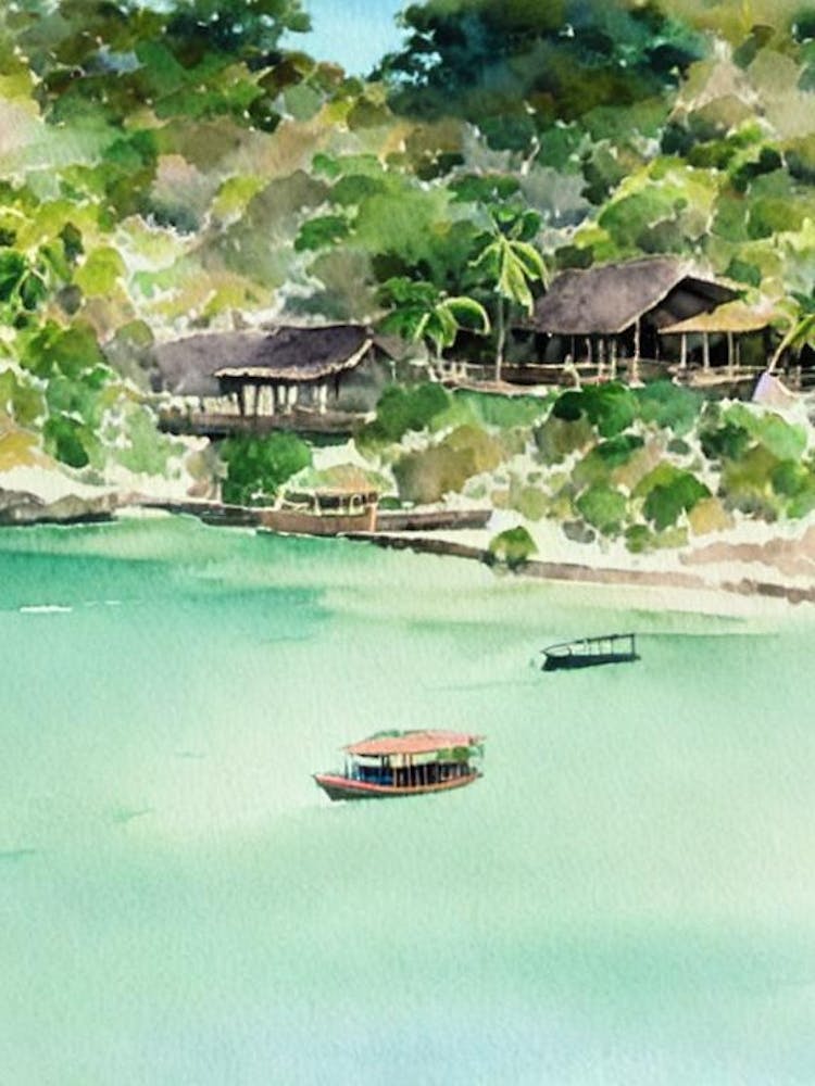 Komodo National Park Indonesia Water Colour Poster