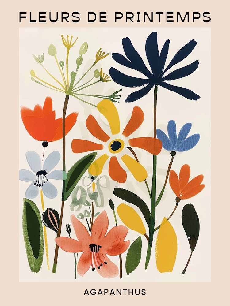 Spring Floral French Poster  Agapanthus 1