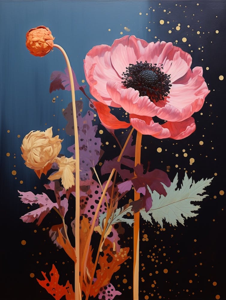 Surreal Florals Scabiosa 4 Flower Painting