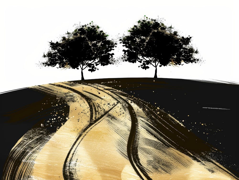 Two Trees On A Dirt Road