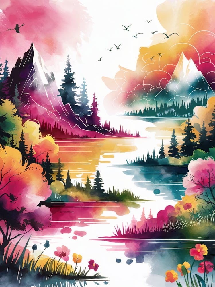 Eine Aquarellgemälde Landschaft