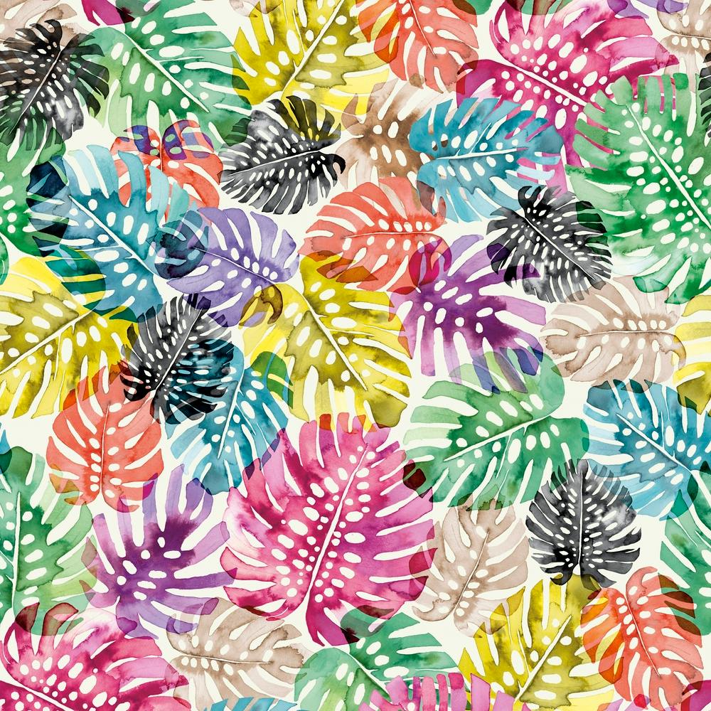 Tropical Monstera Leaves Multicolored Square