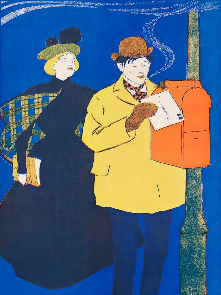 Man And Woman Sending Letter (1895) , Edward Penfield