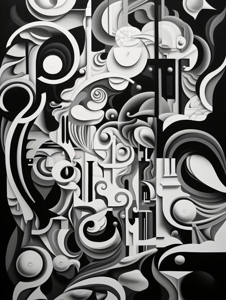 Symbiosis Abstract Black And White 8