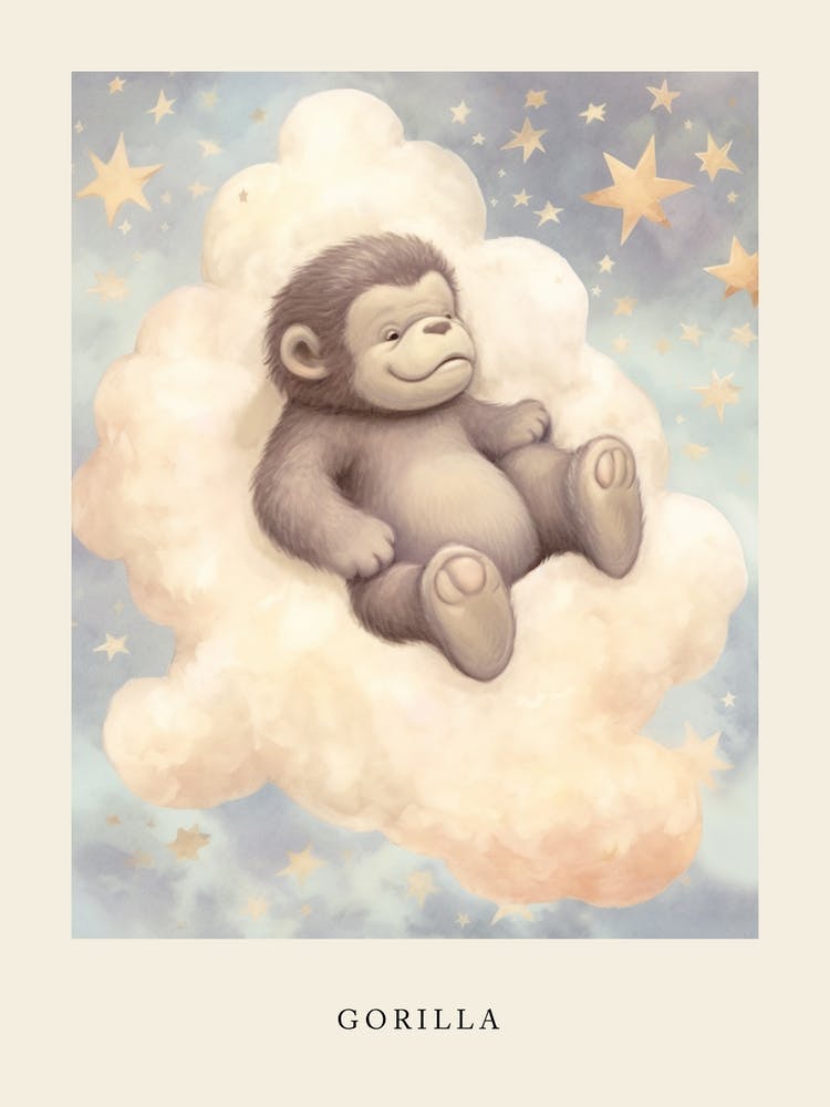 Sleeping Baby Gorilla 1 Nursery Poster