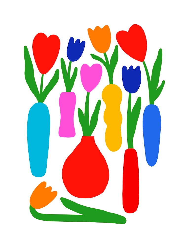 Minimal Bold Tulip Flowers in Vases