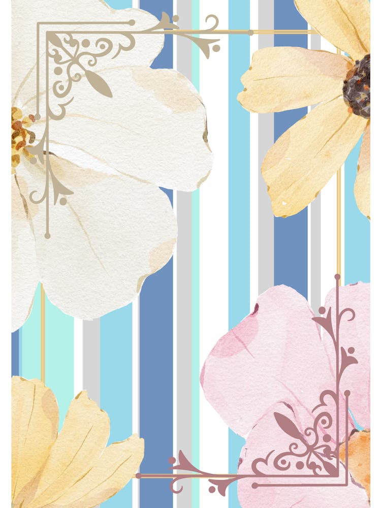 Fleurs Colorées et Rayures