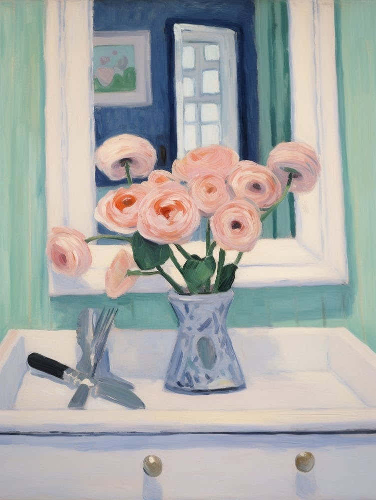 A Vase With Ranunculus, Flower Bouquet 3