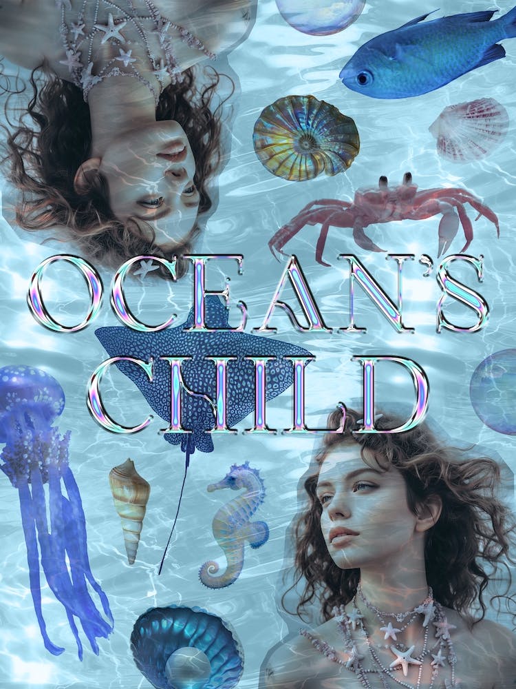 Ocean's Child. Blue Collage