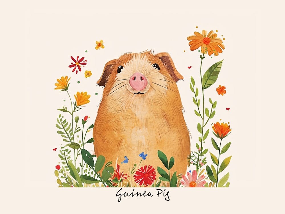Little Floral Guinea Pig 3 Poster