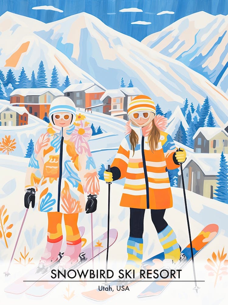 Snowbird Ski Resort   Utah Usa, Ski Resort Poster Illustration 1