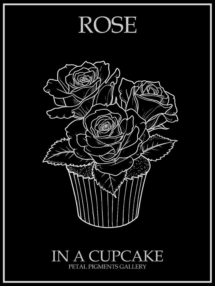 Dessin Au Trait Rose Dans Un Cupcake 1 Affiche Inversée