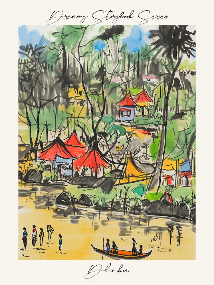 Poster Of Dhaka, Dreamy Storybook Illustration 4