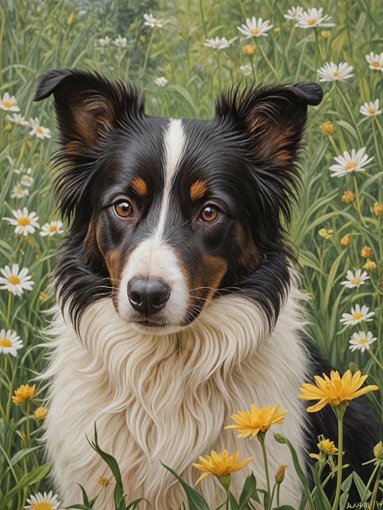 Border Collie In The Meadow