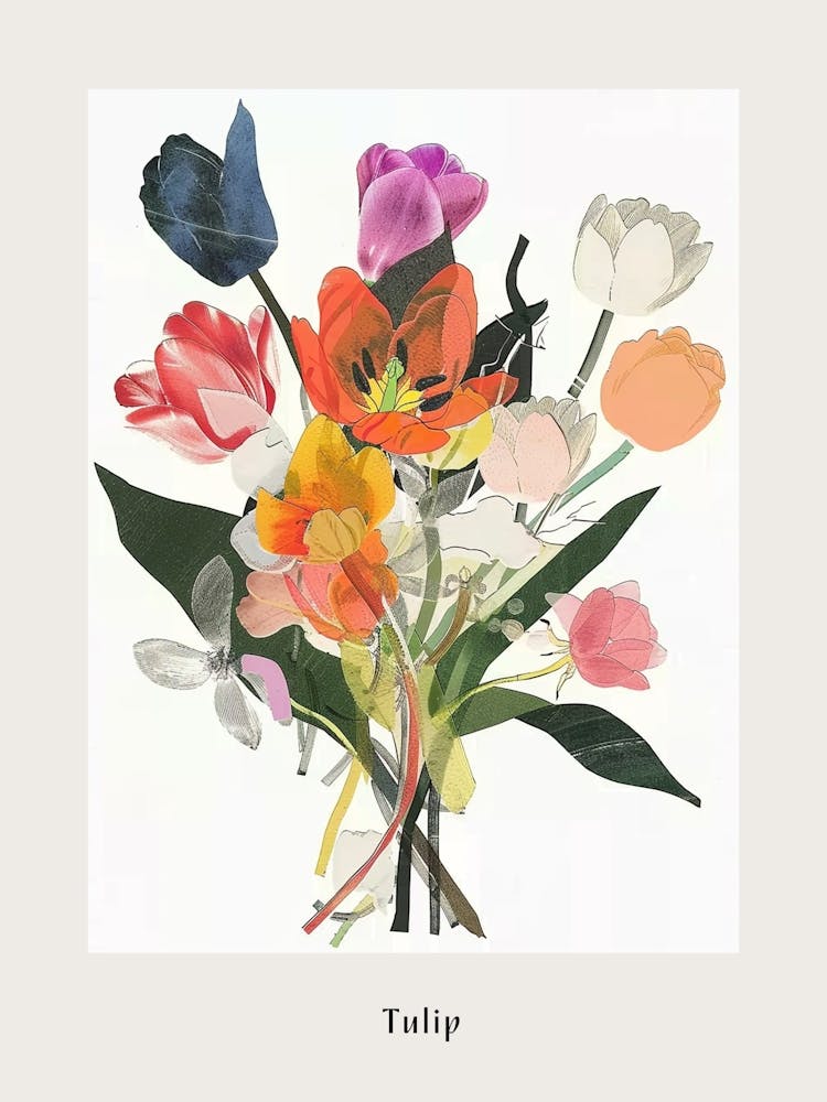 Tulip 3 Collage Flower Bouquet Poster
