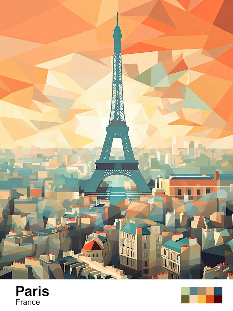 Paris, France, Geometric Illustration 2 Poster
