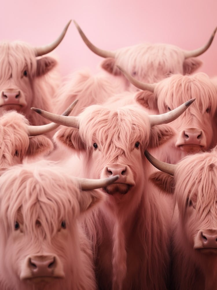Heard Of Highland Cows Pink Realistic Photography 2