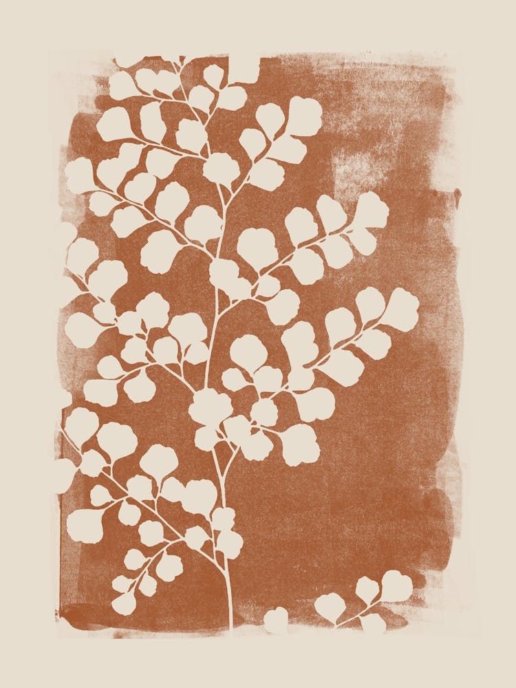 Terracotta Fern, Botanical Art, Minimalist, Cottage Core