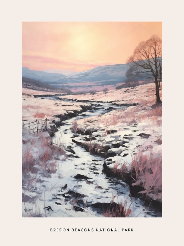 Dreamy Winter National Park Poster  Brecon Beacons National Park Wales 1
