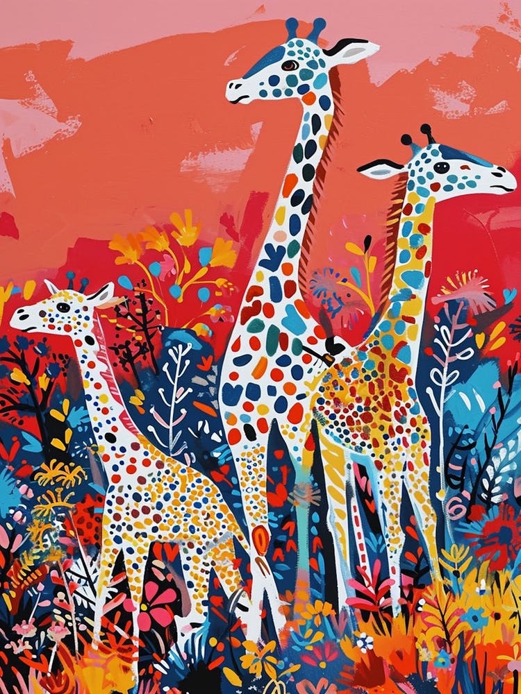 Geometric Abstract Giraffe Herd 3