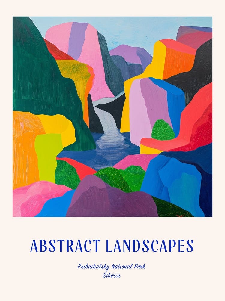 Colourful Abstract Pribaikalsky National Park Siberia 2 Poster Blue