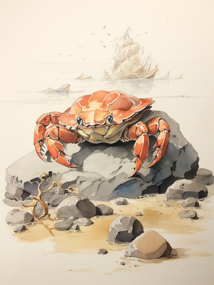 Storybook Animal Watercolour Crab 1
